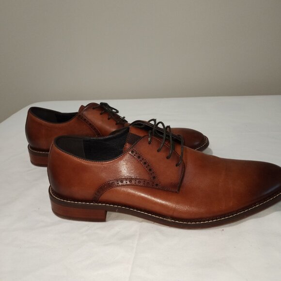 ZANZARA DERBY MENS DRESS SHOE BROWN SIZE 13 LEATHER STITCHED SOLE - Picture 6 of 9